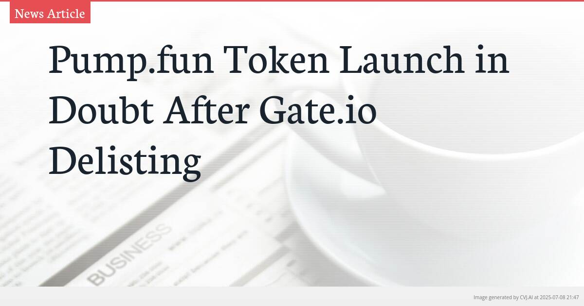 Pump.fun Token Launch in Doubt After Gate.io Delisting