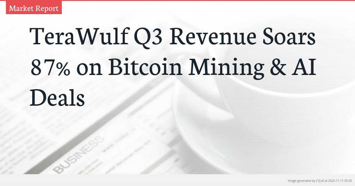TeraWulf Q3 Revenue Soars 87% on Bitcoin Mining & AI Deals