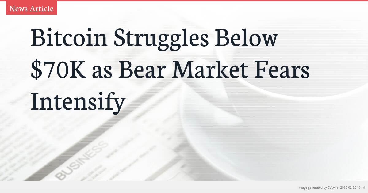 Bitcoin Struggles Below $70K as Bear Market Fears Intensify