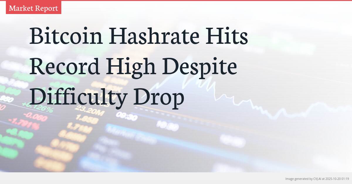 Bitcoin Hashrate Hits Record High Despite Difficulty Drop