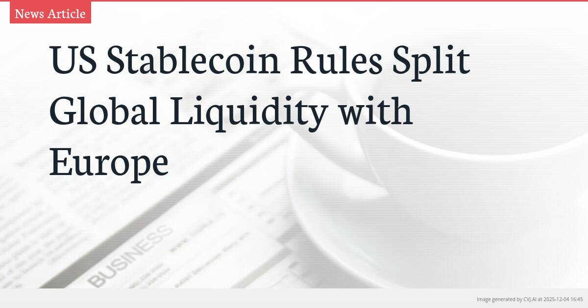 US Stablecoin Rules Split Global Liquidity with Europe