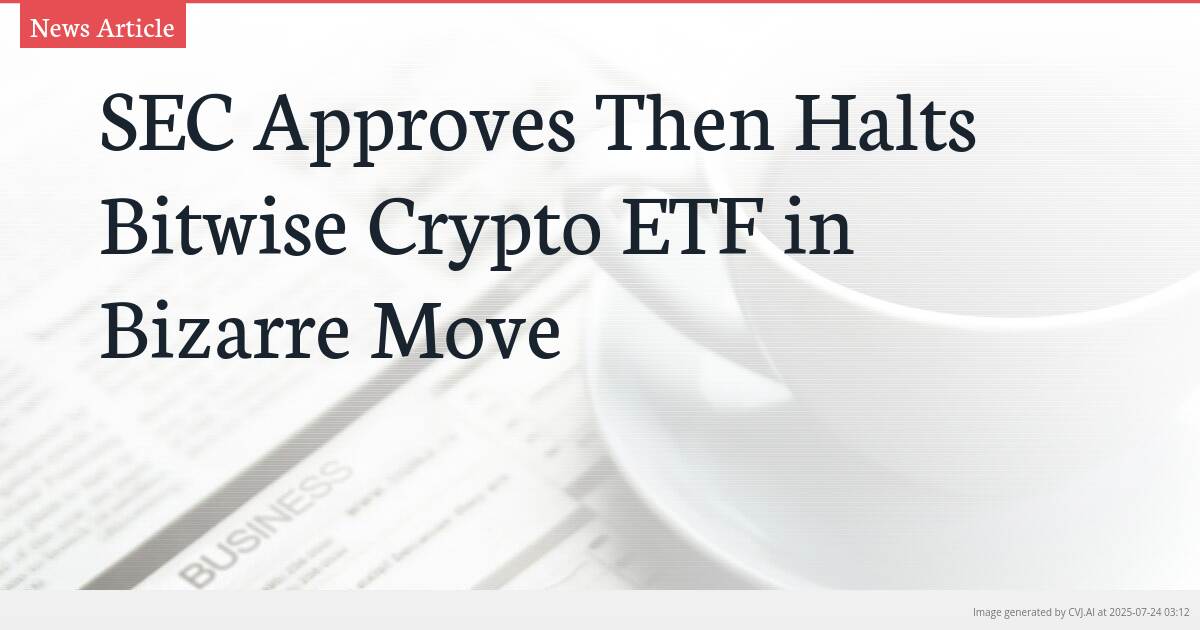 SEC Approves Then Halts Bitwise Crypto ETF in Bizarre Move