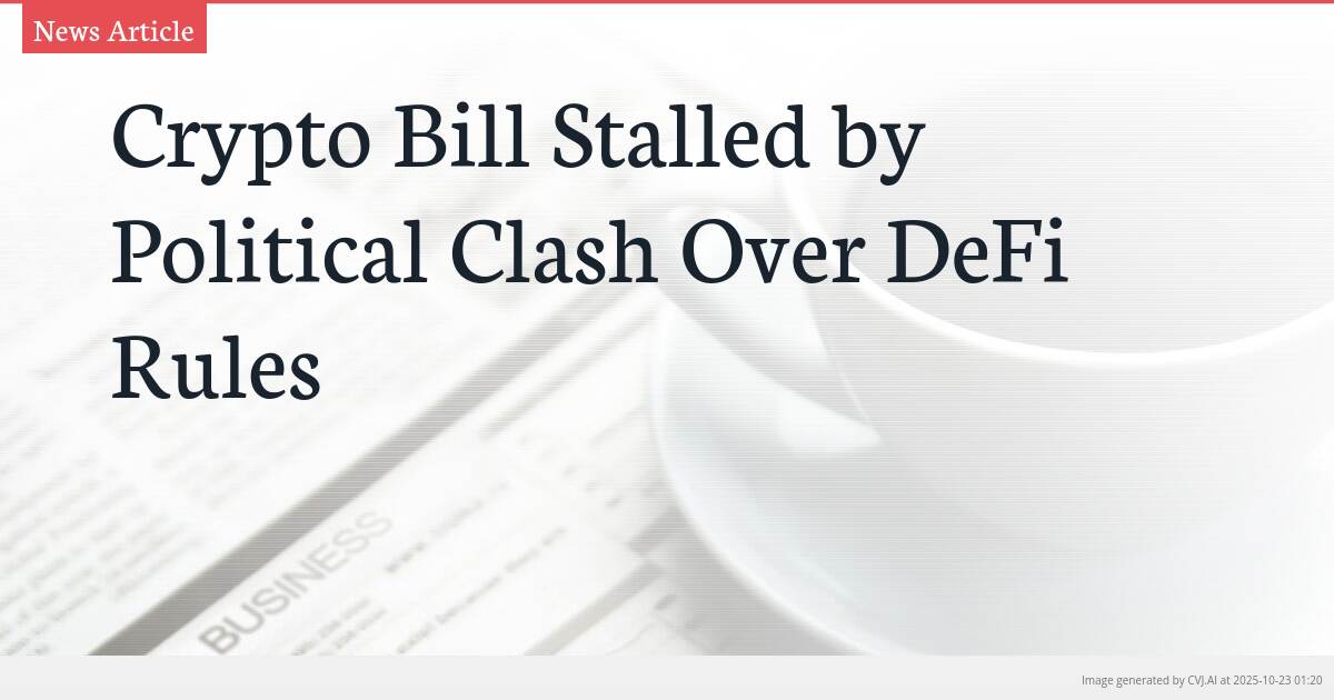 Crypto Bill Stalled by Political Clash Over DeFi Rules