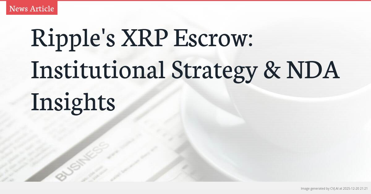 Ripple’s XRP Escrow: Institutional Strategy & NDA Insights