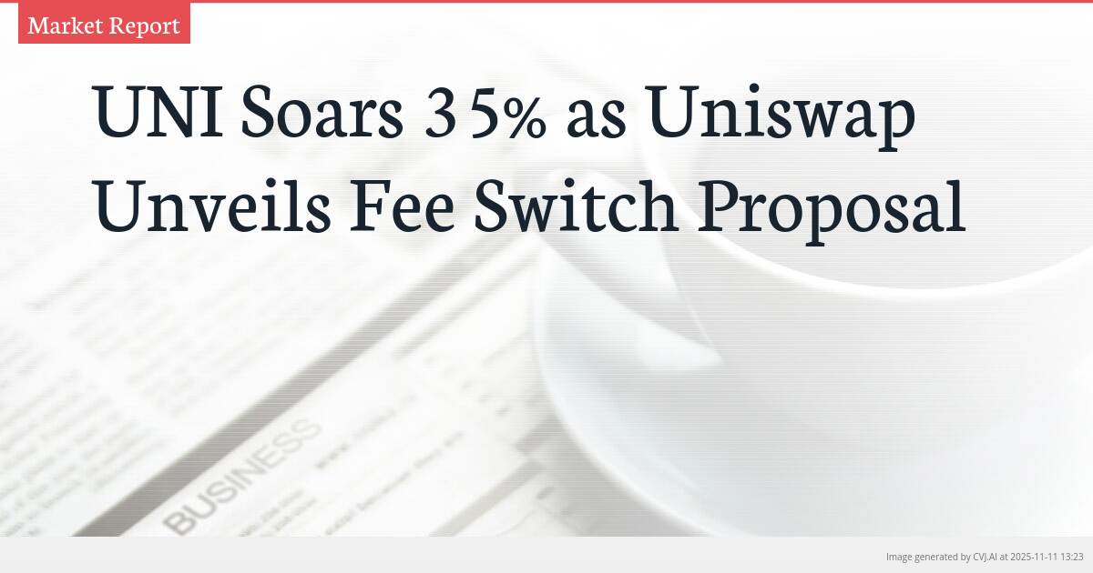 UNI Soars 35% as Uniswap Unveils Fee Switch Proposal