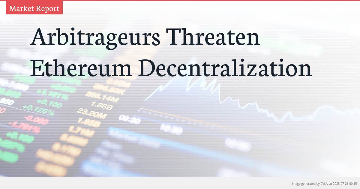 Arbitrageurs Threaten Ethereum Decentralization