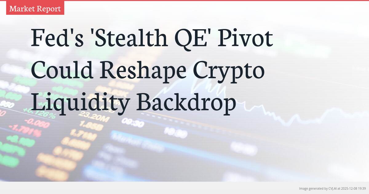 Fed’s ‘Stealth QE’ Pivot Could Reshape Crypto Liquidity Backdrop