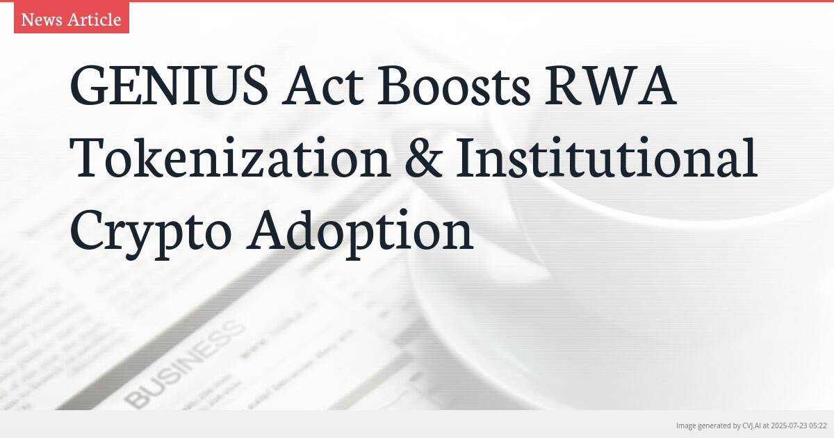 GENIUS Act Boosts RWA Tokenization & Institutional Crypto Adoption