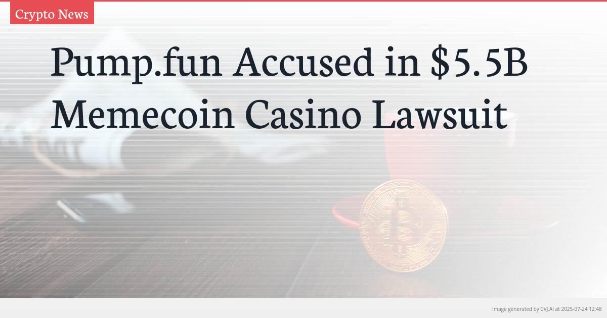 Pump.fun Accused in $5.5B Memecoin Casino Lawsuit