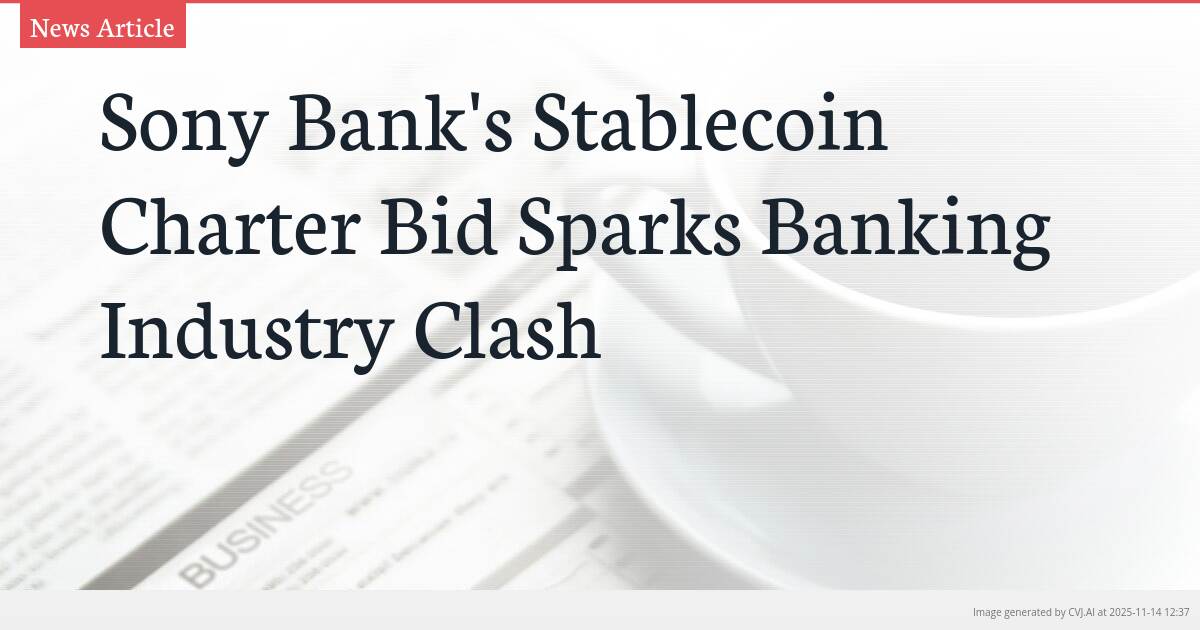 Sony Bank’s Stablecoin Charter Bid Sparks Banking Industry Clash