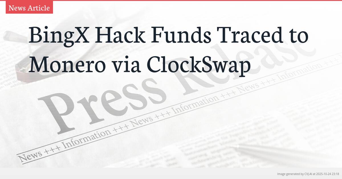 BingX Hack Funds Traced to Monero via ClockSwap