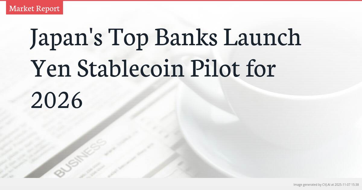 Japan’s Top Banks Launch Yen Stablecoin Pilot for 2026