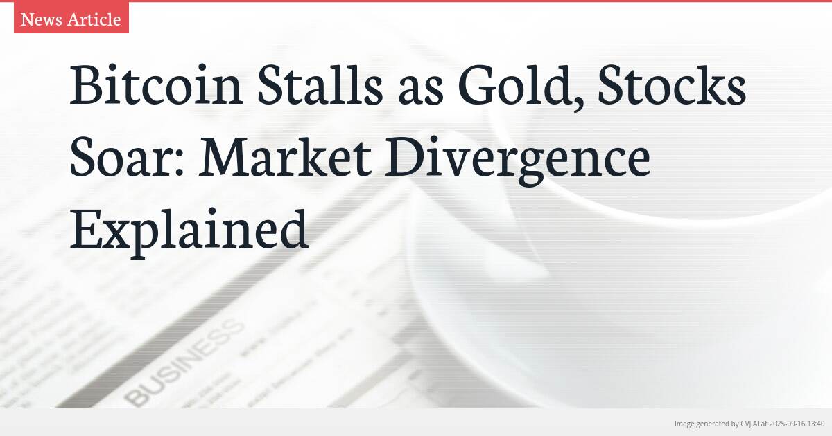 Bitcoin Stalls as Gold, Stocks Soar: Market Divergence Explained