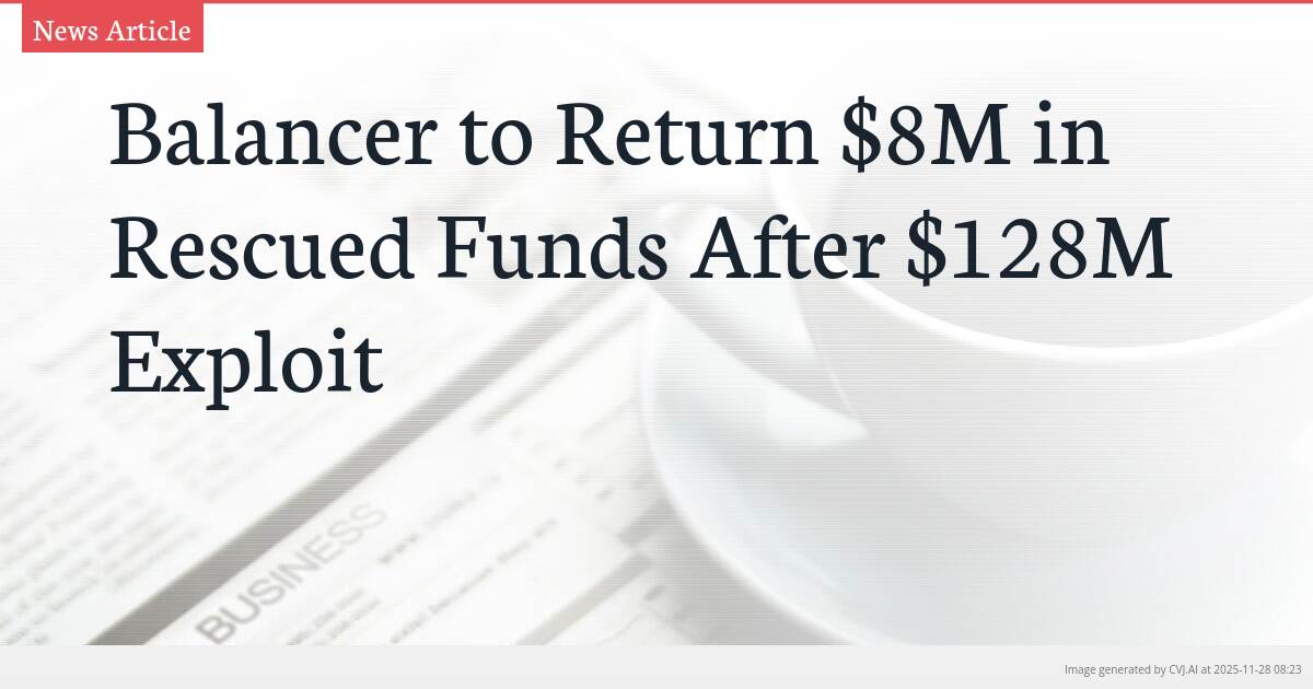 Balancer to Return $8M in Rescued Funds After $128M Exploit