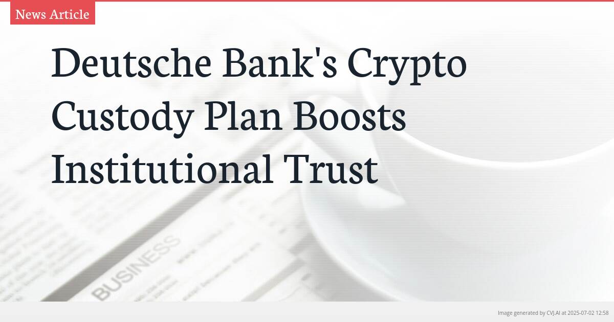 Deutsche Bank’s Crypto Custody Plan Boosts Institutional Trust