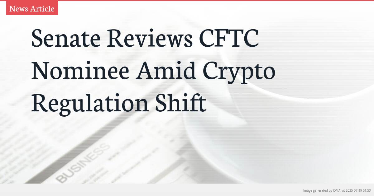 Senate Reviews CFTC Nominee Amid Crypto Regulation Shift