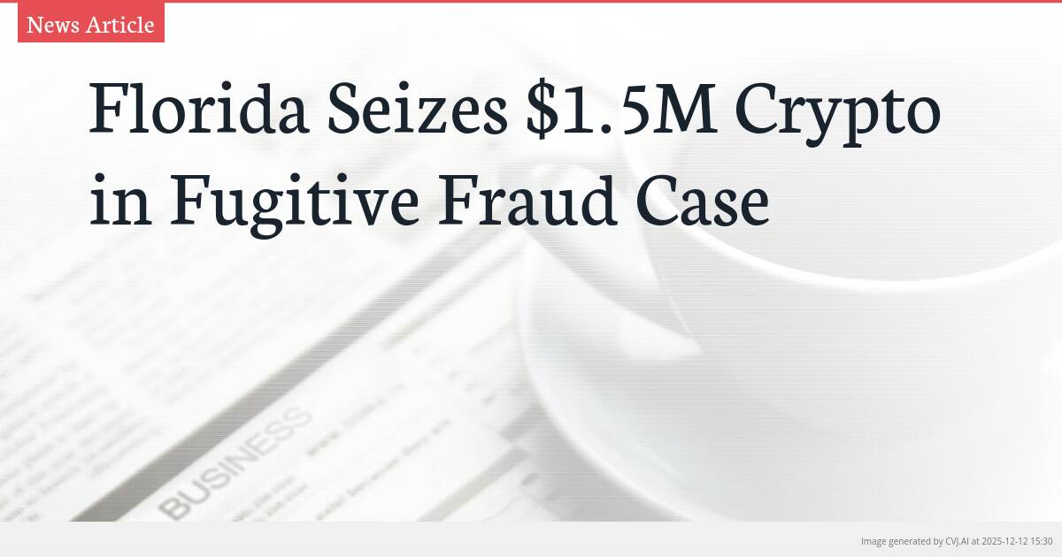 Florida Seizes $1.5M Crypto in Fugitive Fraud Case