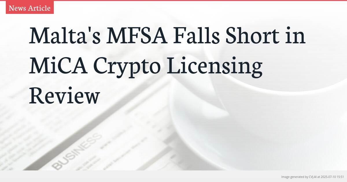 Malta’s MFSA Falls Short in MiCA Crypto Licensing Review