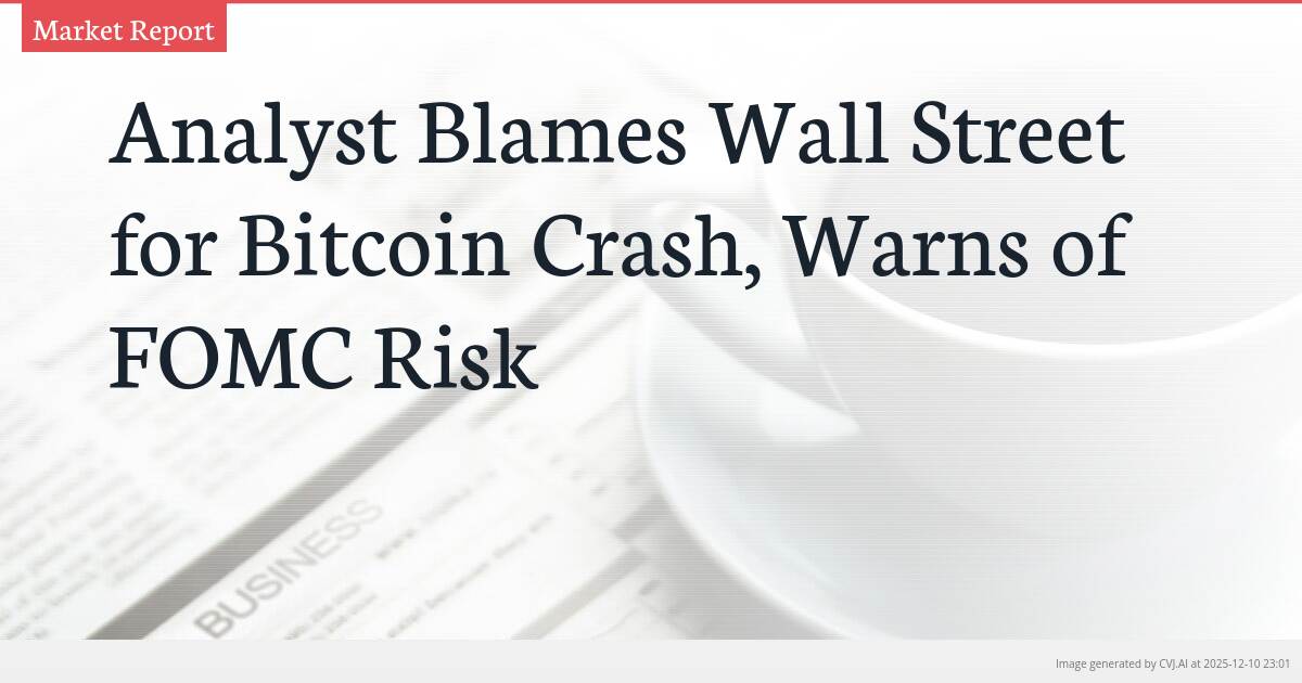 Analyst Blames Wall Street for Bitcoin Crash, Warns of FOMC Risk