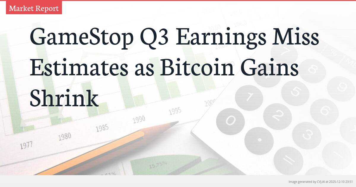 GameStop Q3 Earnings Miss Estimates as Bitcoin Gains Shrink