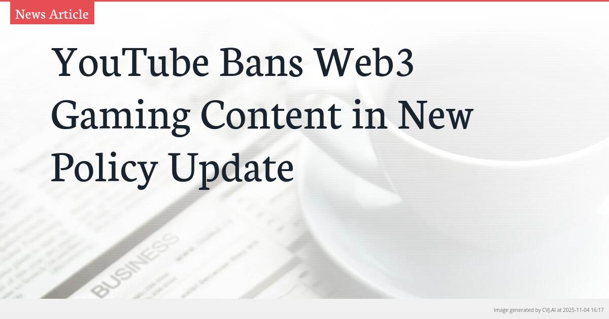 YouTube Bans Web3 Gaming Content in New Policy Update