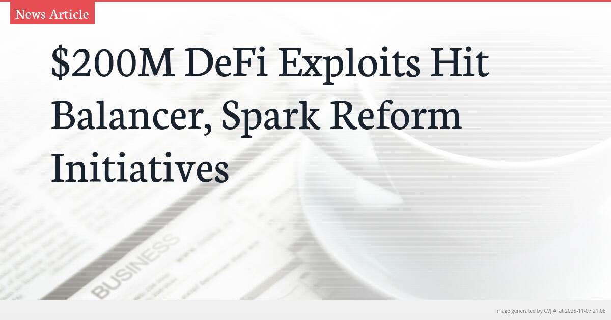 $200M DeFi Exploits Hit Balancer, Spark Reform Initiatives