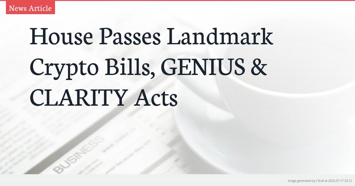 House Passes Landmark Crypto Bills, GENIUS & CLARITY Acts
