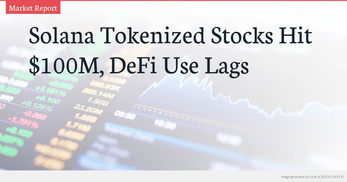 Solana Tokenized Stocks Hit $100M, DeFi Use Lags