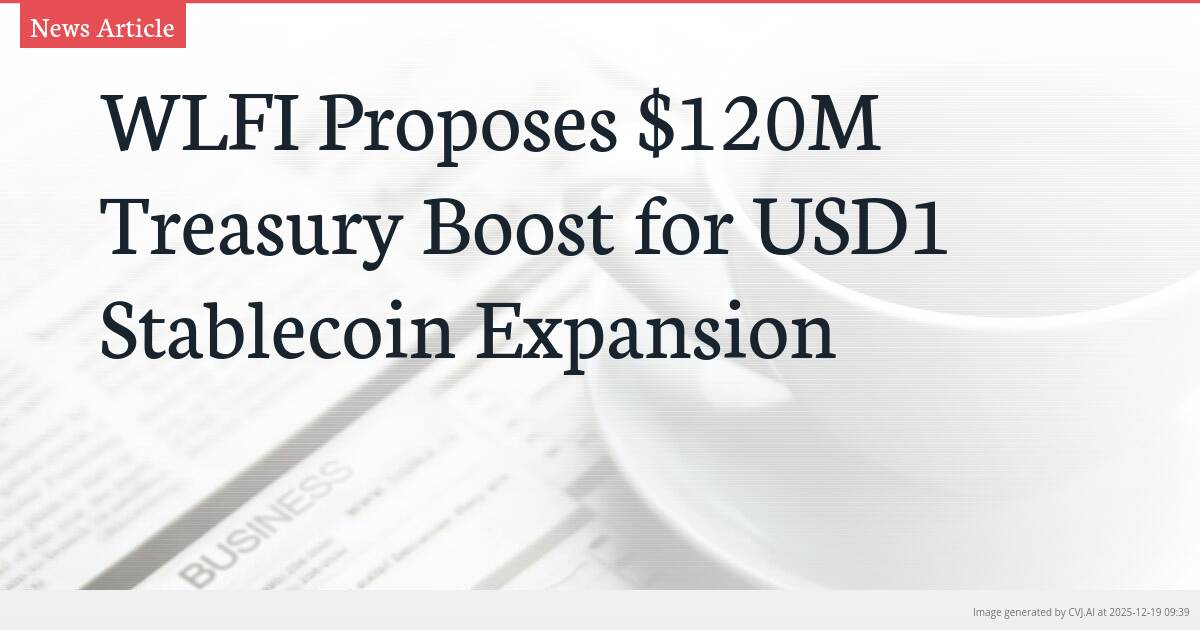 WLFI Proposes $120M Treasury Boost for USD1 Stablecoin Expansion