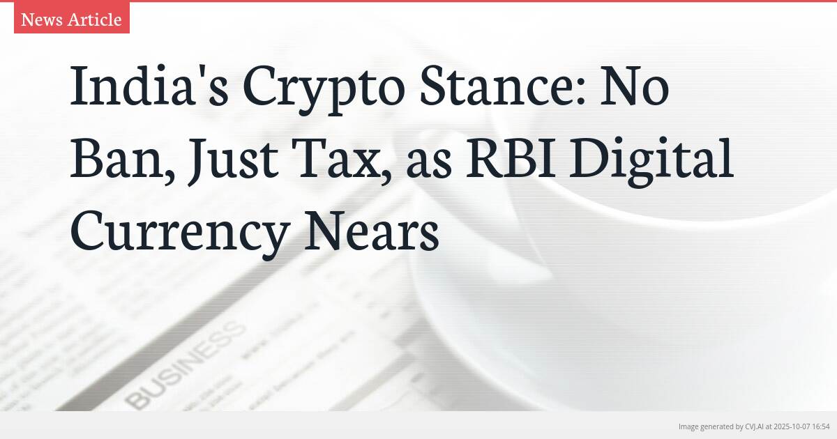 India’s Crypto Stance: No Ban, Just Tax, as RBI Digital Currency Nears