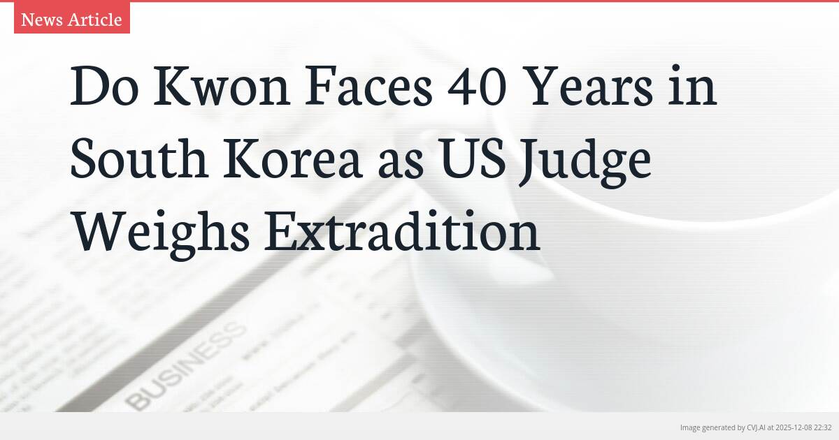 Do Kwon Faces 40 Years in South Korea as US Judge Weighs Extradition