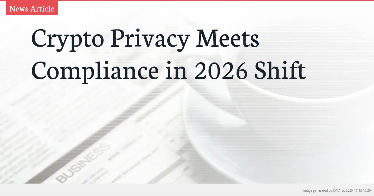Crypto Privacy Meets Compliance in 2026 Shift