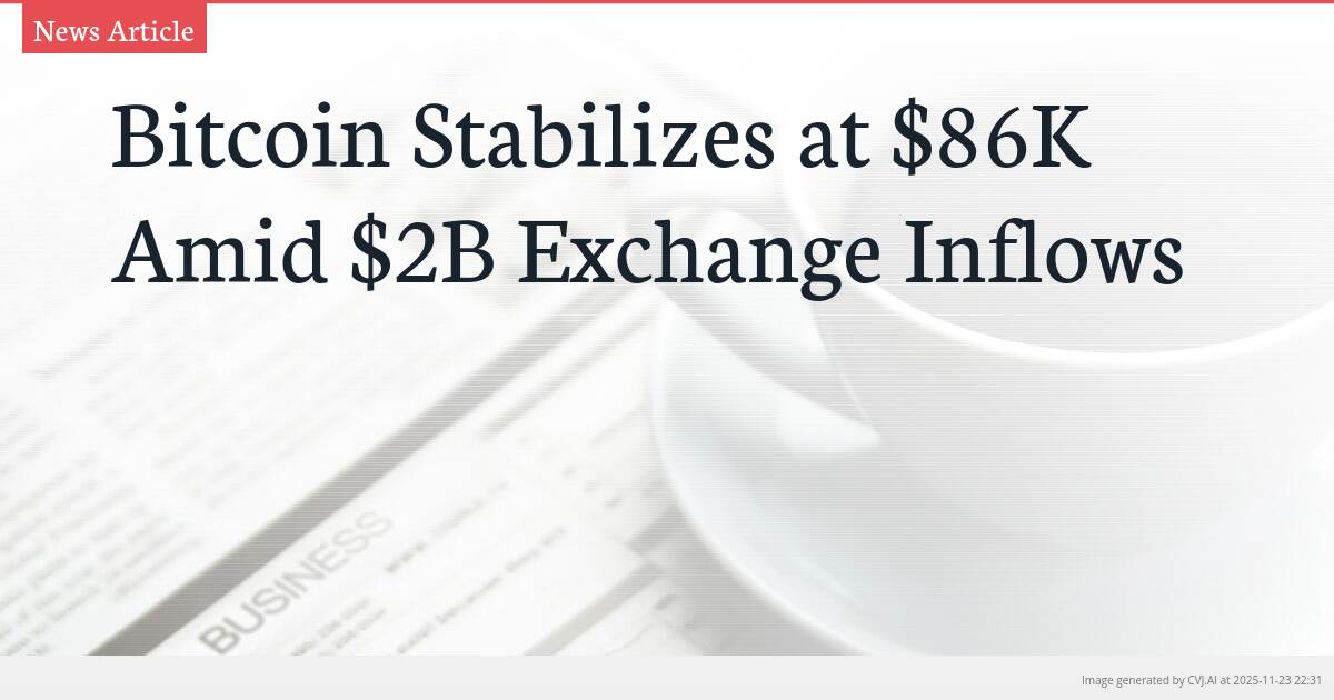 Bitcoin Stabilizes at $86K Amid $2B Exchange Inflows