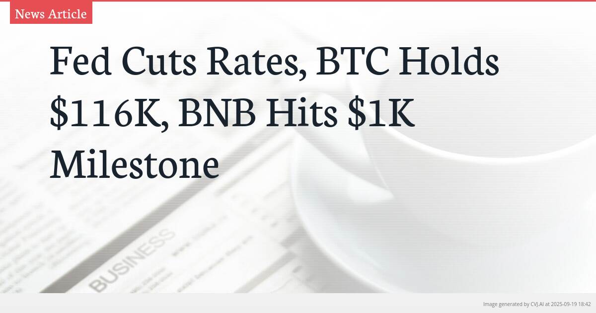 Fed Cuts Rates, BTC Holds $116K, BNB Hits $1K Milestone
