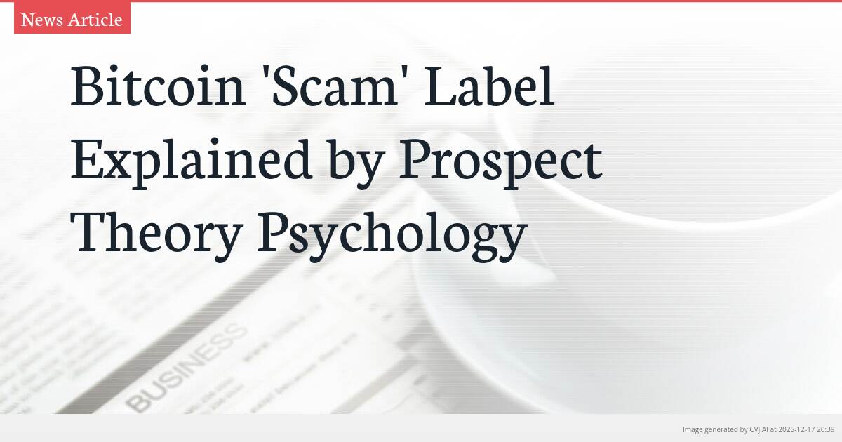 Bitcoin ‘Scam’ Label Explained by Prospect Theory Psychology