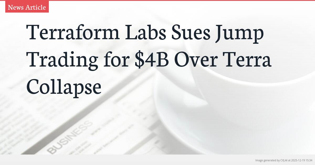 Terraform Labs Sues Jump Trading for $4B Over Terra Collapse