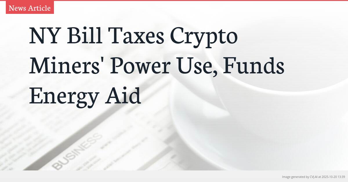 NY Bill Taxes Crypto Miners’ Power Use, Funds Energy Aid