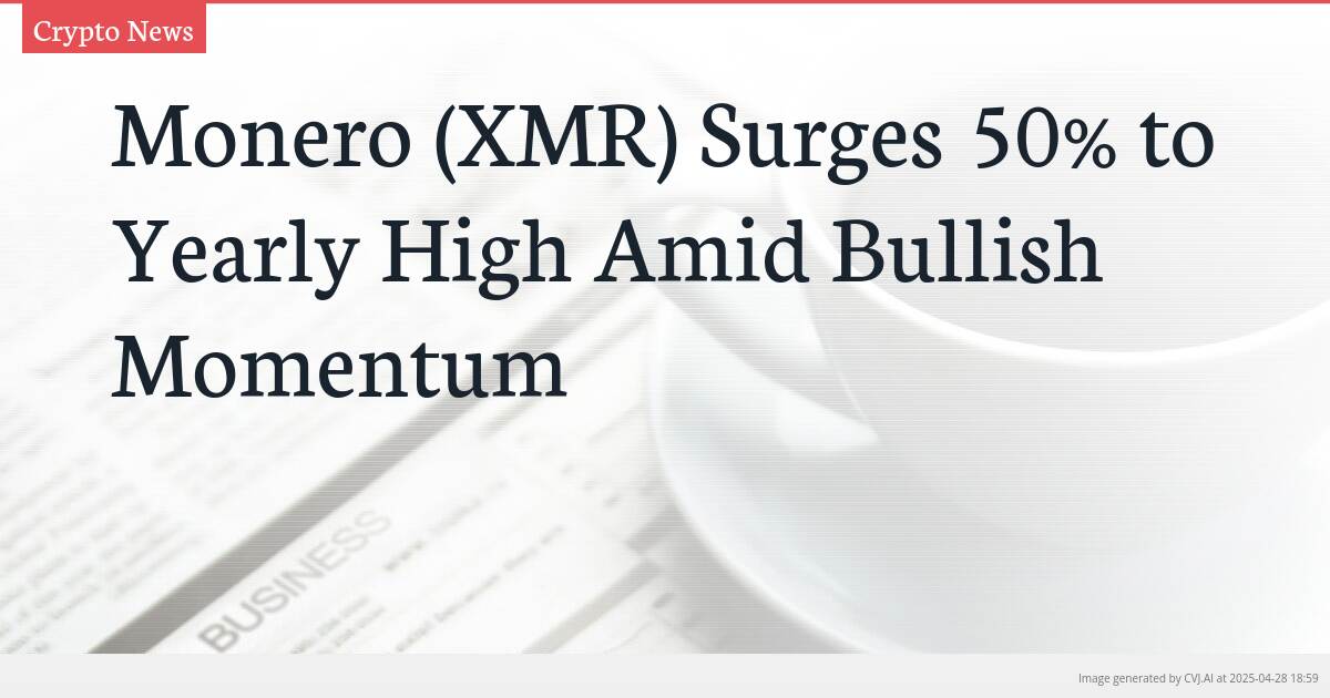 Monero (XMR) Surges 50% to Yearly High Amid Bullish Momentum