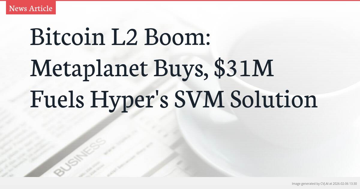 Bitcoin L2 Boom: Metaplanet Buys, $31M Fuels Hyper’s SVM Solution