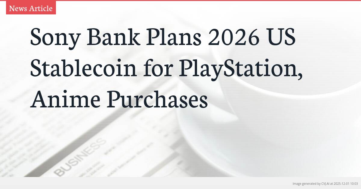 Sony Bank Plans 2026 US Stablecoin for PlayStation, Anime Purchases