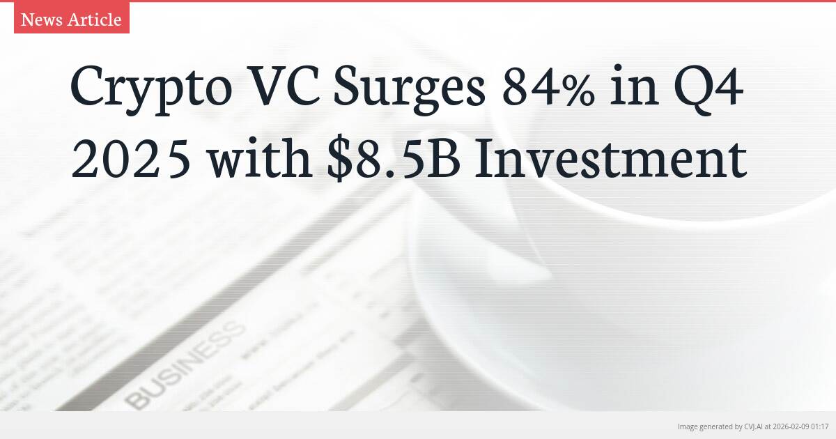 Crypto VC Surges 84% in Q4 2025 with $8.5B Investment