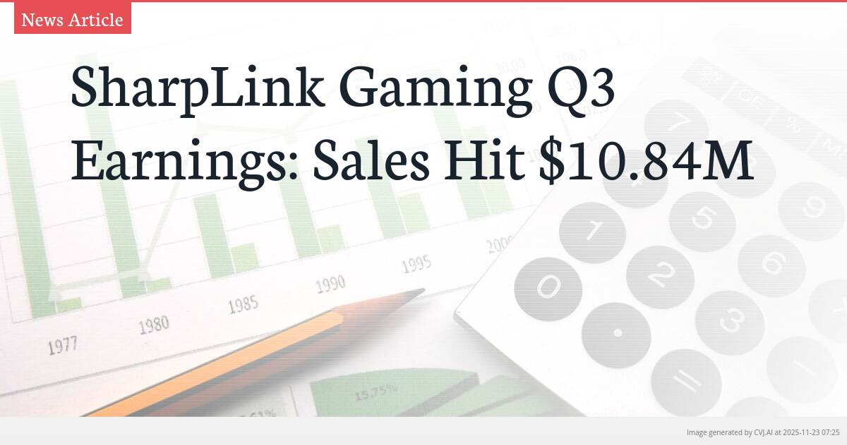 SharpLink Gaming Q3 Earnings: Sales Hit $10.84M