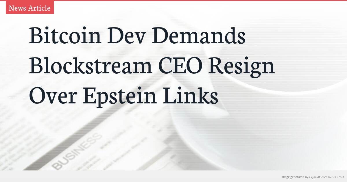 Bitcoin Dev Demands Blockstream CEO Resign Over Epstein Links