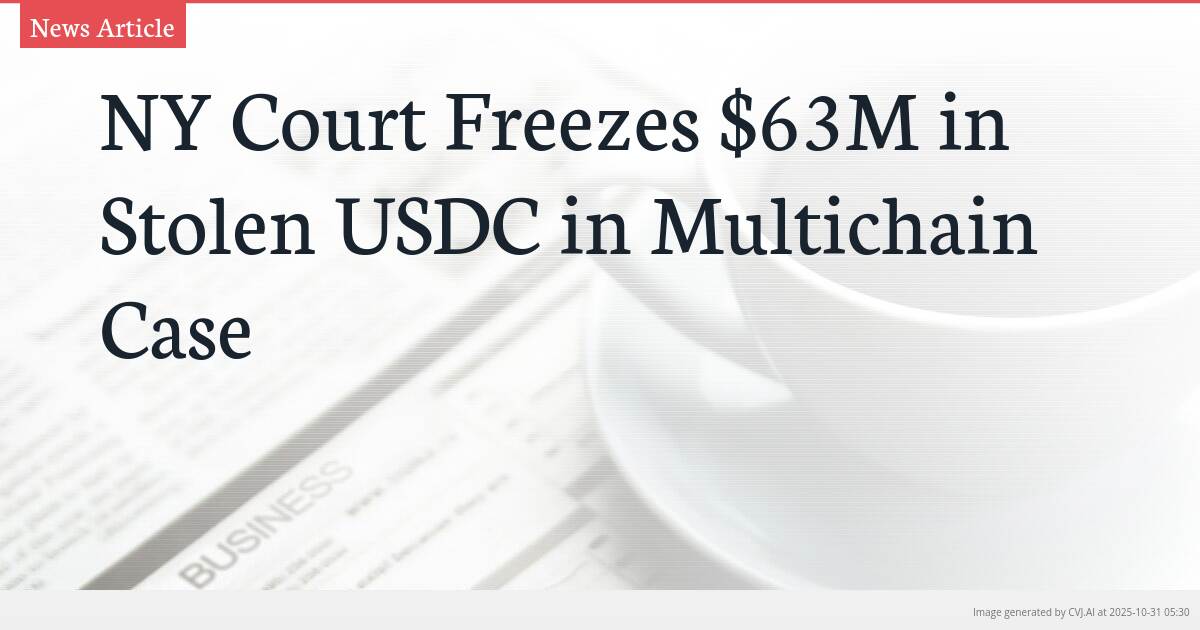 NY Court Freezes $63M in Stolen USDC in Multichain Case NY Court Freezes $63M in Stolen USDC in Multichain Case