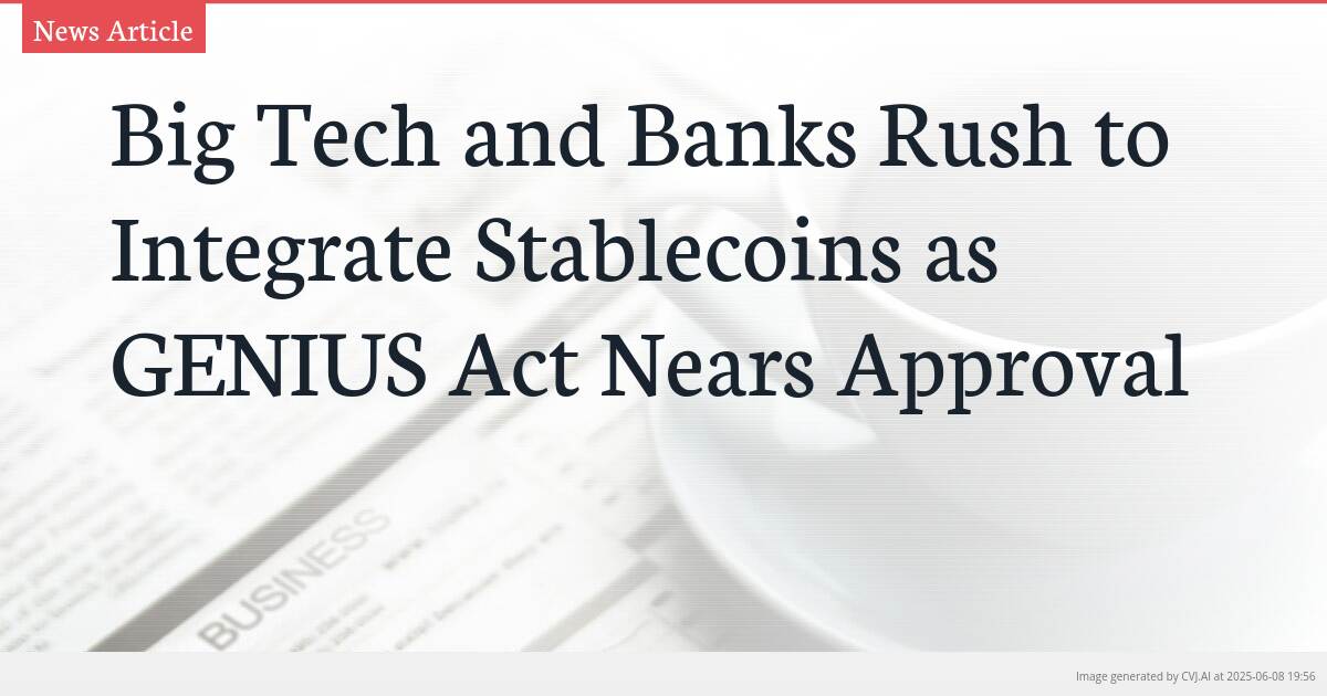Big Tech and Banks Rush to Integrate Stablecoins as GENIUS Act Nears Approval