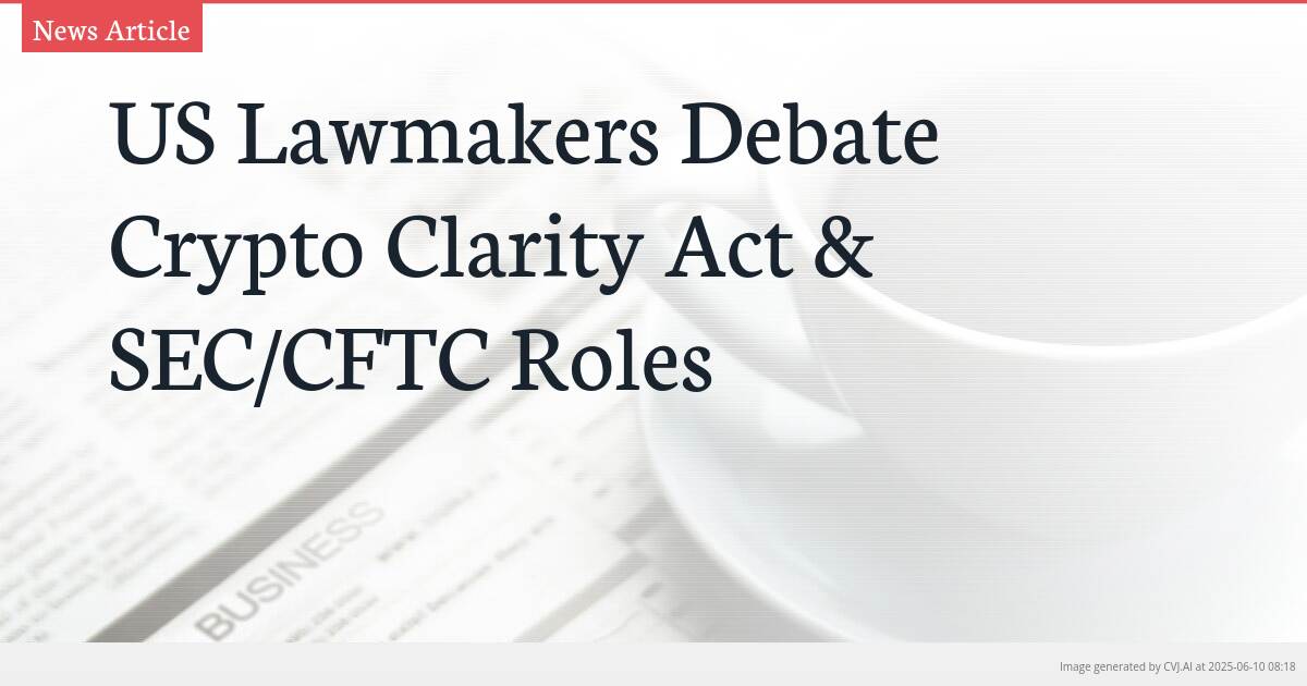 US Lawmakers Debate Crypto Clarity Act & SEC/CFTC Roles