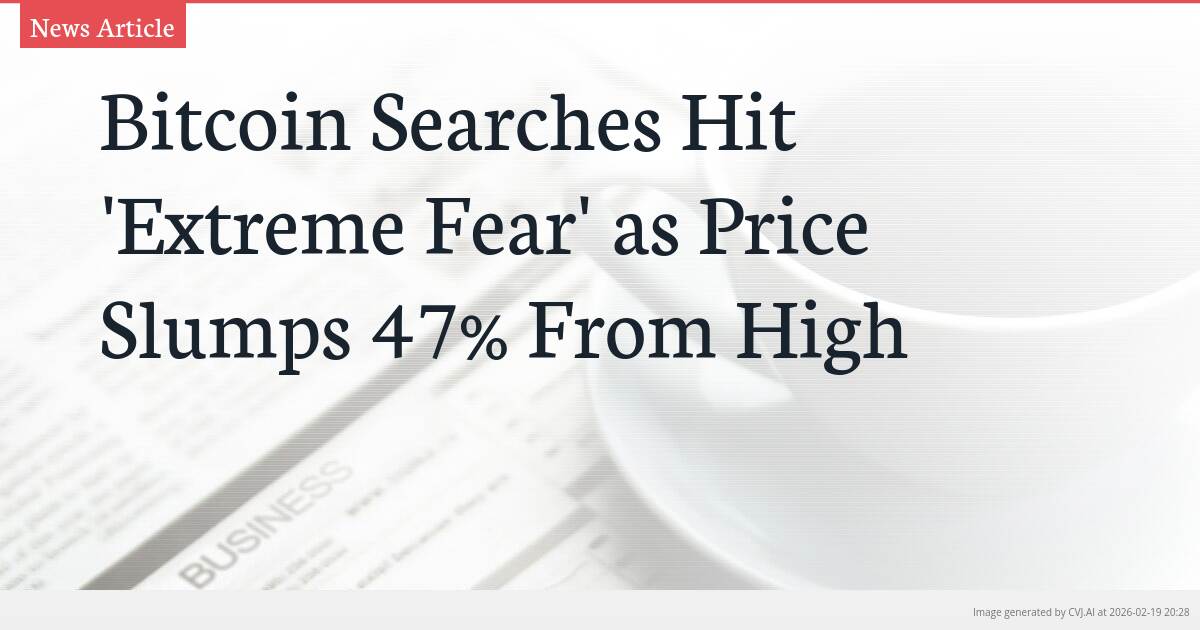 Bitcoin Searches Hit ‘Extreme Fear’ as Price Slumps 47% From High