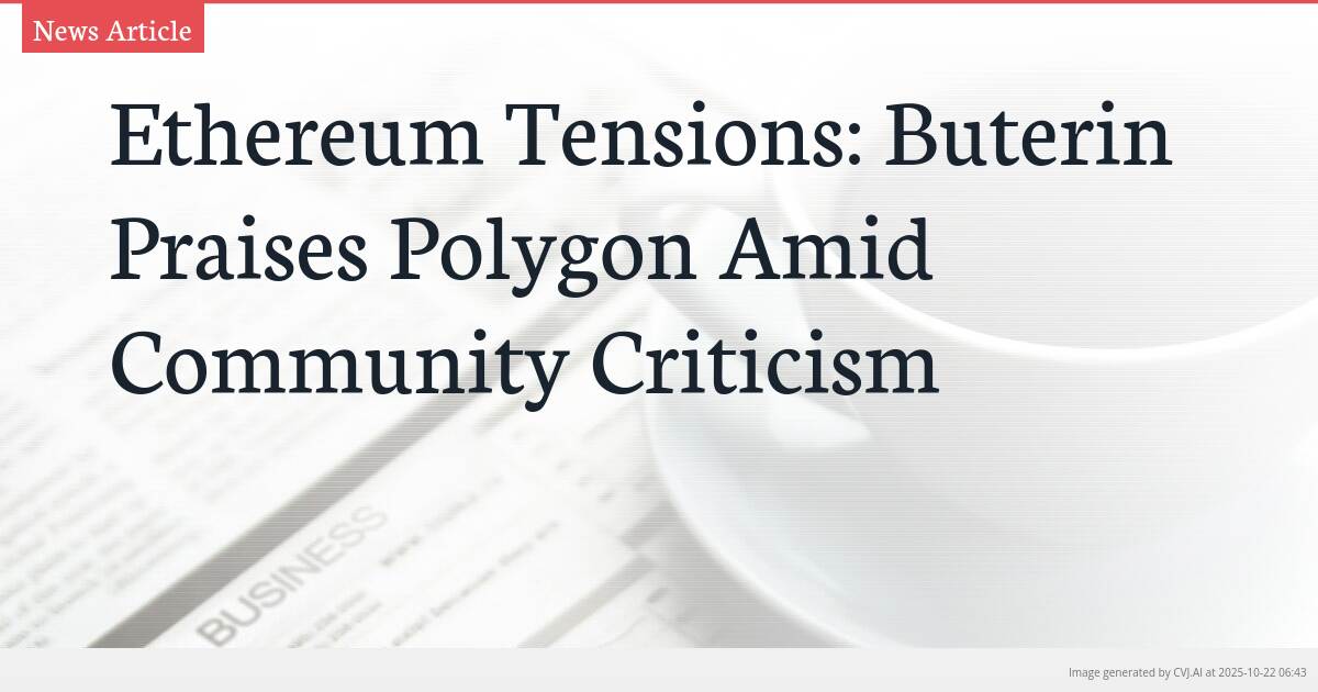 Ethereum Tensions: Buterin Praises Polygon Amid Community Criticism
