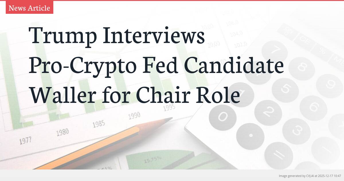 Trump Interviews Pro-Crypto Fed Candidate Waller for Chair Role