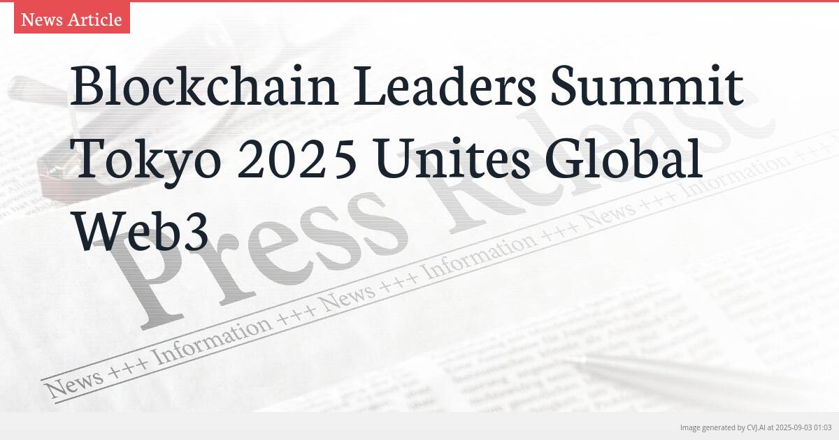 Blockchain Leaders Summit Tokyo 2025 Unites Global Web3